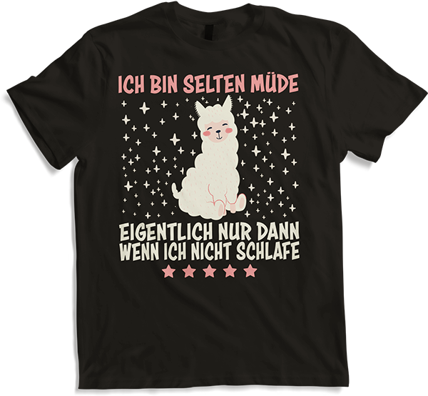 Produktbild von T-Shirt Selten Müde Schlafen Lustige Alpaka Sprüche Sarkastisches