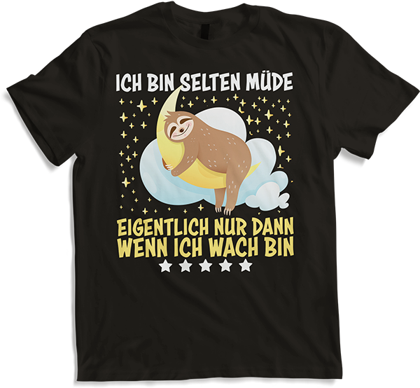 Produktbild von T-Shirt Selten Müde Schlafen Lustige Faultier Sprüche Sarkastisches