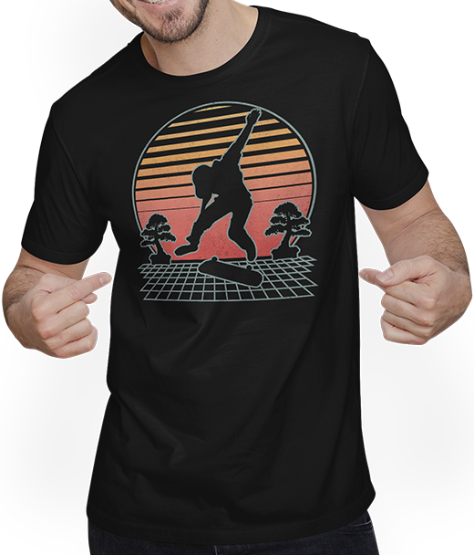 Produktbild von T-Shirt mit Mann Skateboard Futuristic Retro | Skateboard Skater Motiv