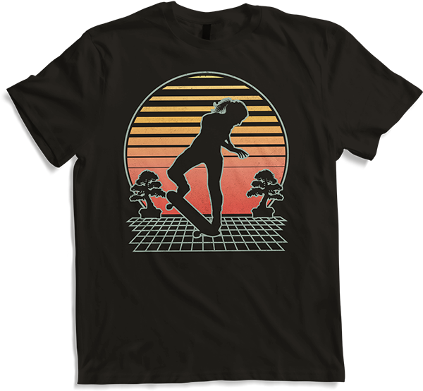 Produktbild von T-Shirt Skateboard Futuristisch Retro | Skateboard Skater Girl