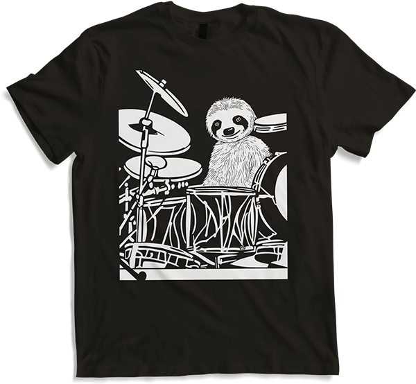 Produktbild von T-Shirt Slow Drummer Faultier Lustiges Schwermetall-Spruch Doom Metall