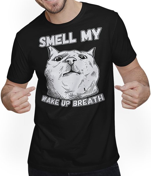 Produktbild von T-Shirt mit Mann Smell My Wake Up Breath Cat Mom Morning Grouch Katze Spruch