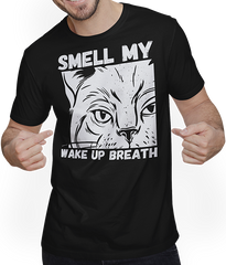 Produktbild von T-Shirt mit Mann Smell My Wake Up Breath Cat Mom Morning Grouch Katze Spruch