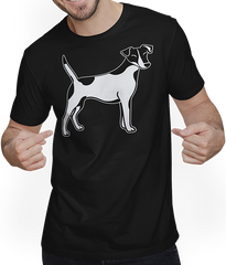 Produktbild von T-Shirt mit Mann Smooth Hair Fox Terrier Rasse Silhouette Fox Terrier