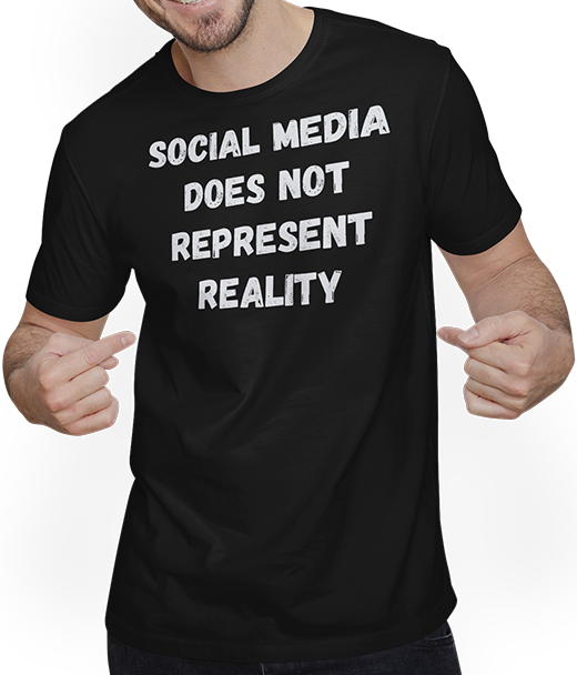 Produktbild von T-Shirt mit Mann Social Media Does Not Reality Anti Social Network