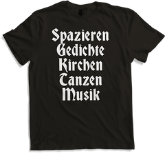 Produktbild von T-Shirt Spazieren Gedichte Kirche Tanzen Musik Gothic Batcave Spruch