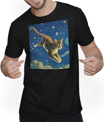 Produktbild von T-Shirt mit Mann Surreal Impressionistische Katze Impressionismus Katzen Kunst