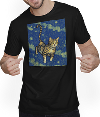 Produktbild von T-Shirt mit Mann Surreal Impressionistische Katze Impressionismus Katzen Kunst