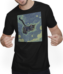 Produktbild von T-Shirt mit Mann Surreal Impressionistische Katze Impressionismus Katzen Kunst