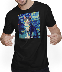 Produktbild von T-Shirt mit Mann Surreal Impressionistische Katze Impressionismus Katzen Kunst