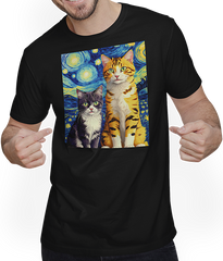 Produktbild von T-Shirt mit Mann Surreal Impressionistische Katze Impressionismus Katzen Kunst