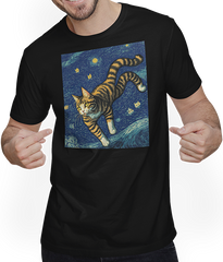Produktbild von T-Shirt mit Mann Surreal Impressionistische Katze Impressionismus Katzen Kunst