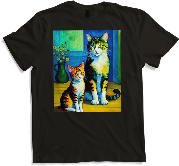 Produktbild von T-Shirt Surreal Impressionistische Katze Impressionismus Katzen Kunst