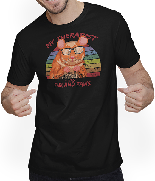 Produktbild von T-Shirt mit Mann Süßer Hamster | Cooler Spruch | Nager als Therapeut  | Retro
