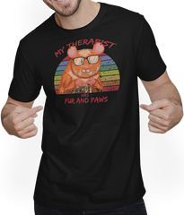 Produktbild von T-Shirt mit Mann Süßer Hamster | Cooler Spruch | Nager als Therapeut  | Retro