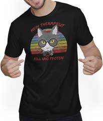 Produktbild von T-Shirt mit Mann Süßer Kater | Cooler Spruch | Katze als Therapeut | Retro