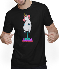 Produktbild von T-Shirt mit Mann Süßes pupsendes Einhorn hinterlässt Farbschwall - T-Shirt