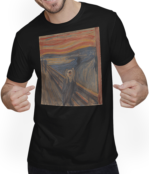 Produktbild von T-Shirt mit Mann The Hunger Cat Western Art The Scream Skrik Cats Der Schrei