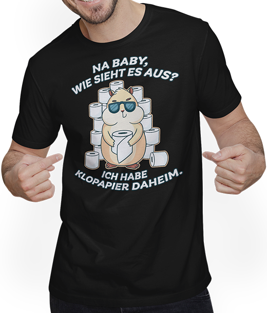 Produktbild von T-Shirt mit Mann Toilettenpapier Frecher Hamster Spruch Klopapier Sprüche