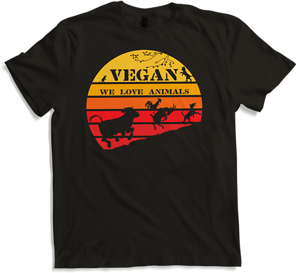 Produktbild von T-Shirt Vegan Vintage Sonne | Schönes Retro Motiv für Veganer