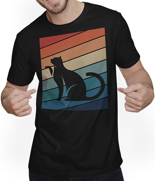 Produktbild von T-Shirt mit Mann Vintage Katze | Retro Streifen | Für Katzenbesitzer