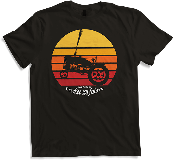 Produktbild von T-Shirt Vintage Traktor und Trecker T-Shirt - Retro Sonnenuntergang