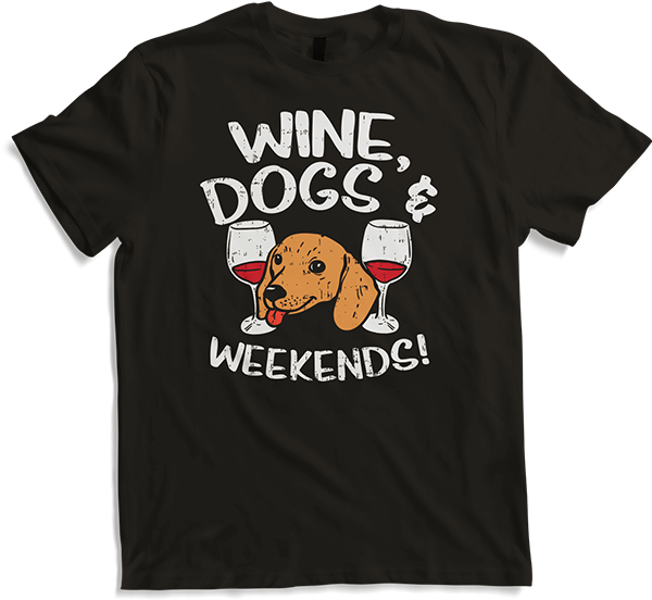 Produktbild von T-Shirt Wein Hunde Wochenende Geschenk für Weintrinker Hundebesitzer