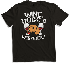 Produktbild von T-Shirt Wein Hunde Wochenende Geschenk für Weintrinker Hundebesitzer