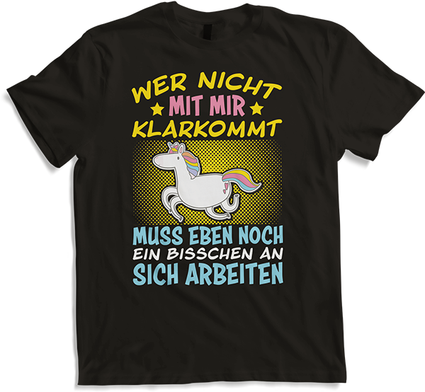 Produktbild von T-Shirt Wer nicht mit mir klarkommt Einhorn Freche Mädchen Sprüche