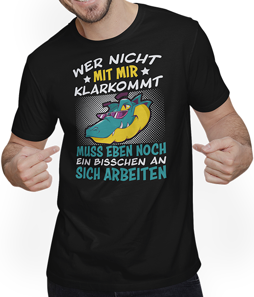 Produktbild von T-Shirt mit Mann Wer nicht mit mir klarkommt Jungen Freche Alligator Sprüche