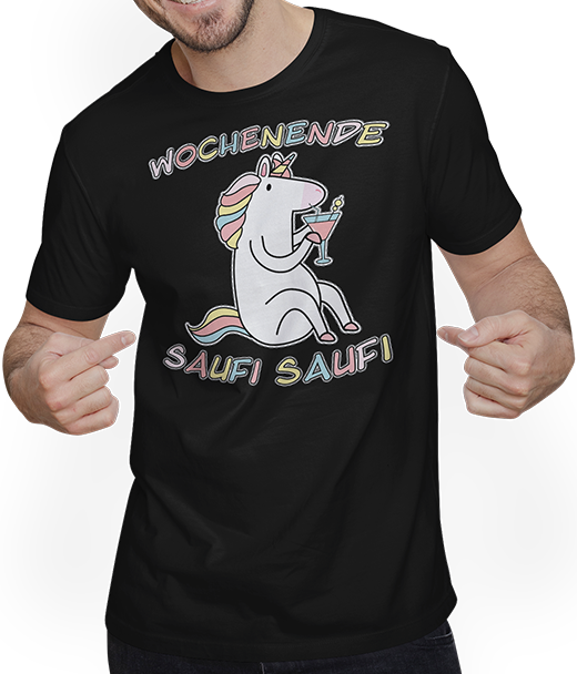 Produktbild von T-Shirt mit Mann Wochenende Einhorn Endlich Freitag Damen Cocktail Spruch