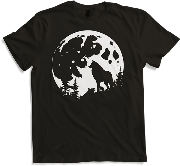 Produktbild von T-Shirt Wolf und Mond Silhouette Wölfe Spruch