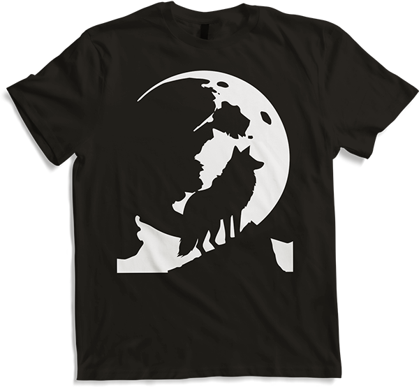 Produktbild von T-Shirt Wolf und Mond Silhouette Wölfe Spruch