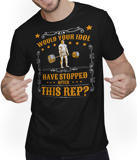 Produktbild von T-Shirt mit Mann Your Idol Deadlift Powerlifting Muscle Body Builder Spruch