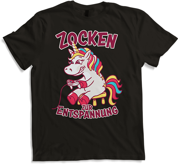 Produktbild von T-Shirt Zocken zur Entspannung Gamer Nerd Einhorn PC Computer Games