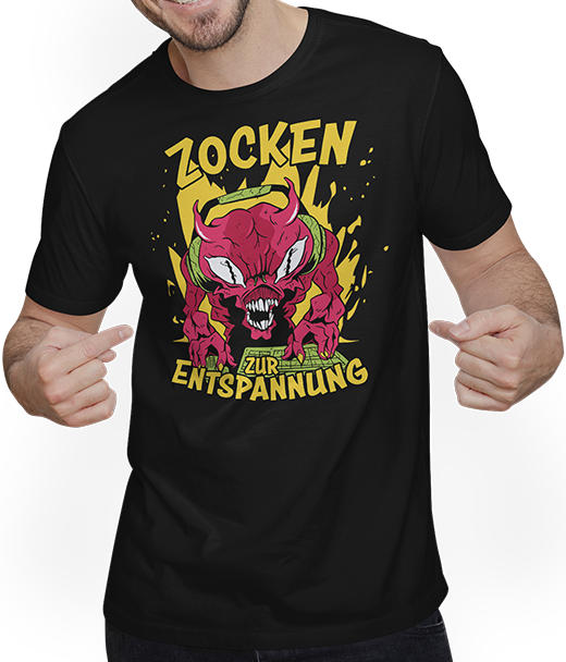 Produktbild von T-Shirt mit Mann Zocken zur Entspannung Gamer Nerd Spruch PC Computer Zocker