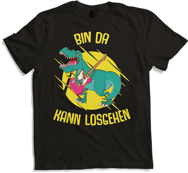 Produktbild von T-Shirt Bin da kann losgehen Dino Lustiger Partyspruch Tyrannosaurus