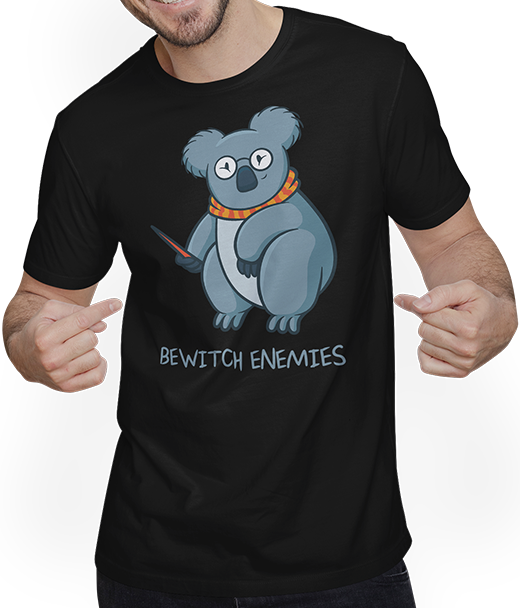 Produktbild von T-Shirt mit Mann Bewitch Enemies Funny Magic Koala Hexe Spruch Hexe