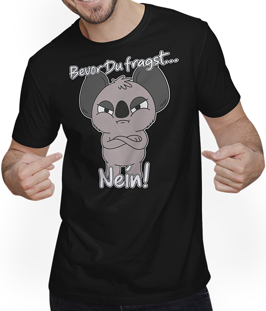 Produktbild von T-Shirt mit Mann Bevor Du fragst NEIN Genervte Introvertierter Spruch Koala