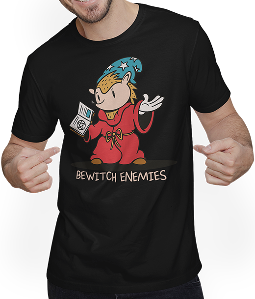 Produktbild von T-Shirt mit Mann Bewitch Enemies Funny Magic Hedgehog Hexe Spruch Hexerei