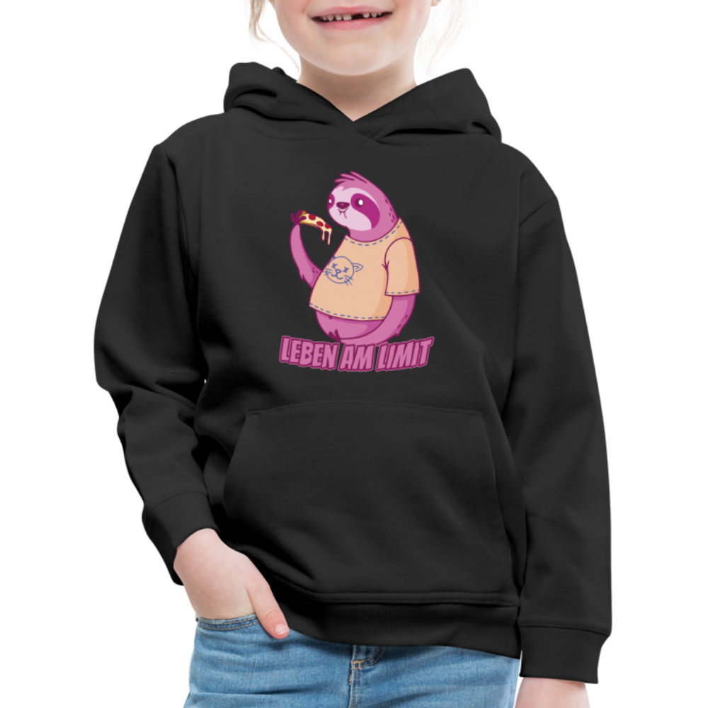 Faultier: Leben am Limit Kinder Premium Hoodie - Schwarz