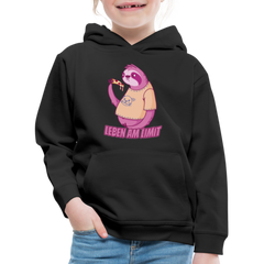 Faultier: Leben am Limit Kinder Premium Hoodie - Schwarz