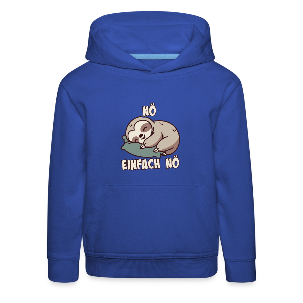 Faultier Nö einfach nö Kinder Premium Hoodie - Royalblau