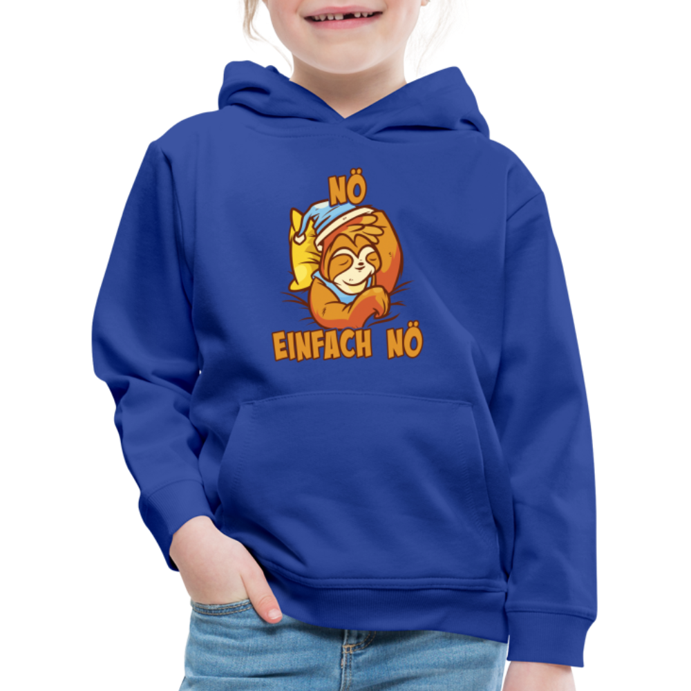 Faultier Nö einfach nö Kinder Premium Hoodie - Royalblau