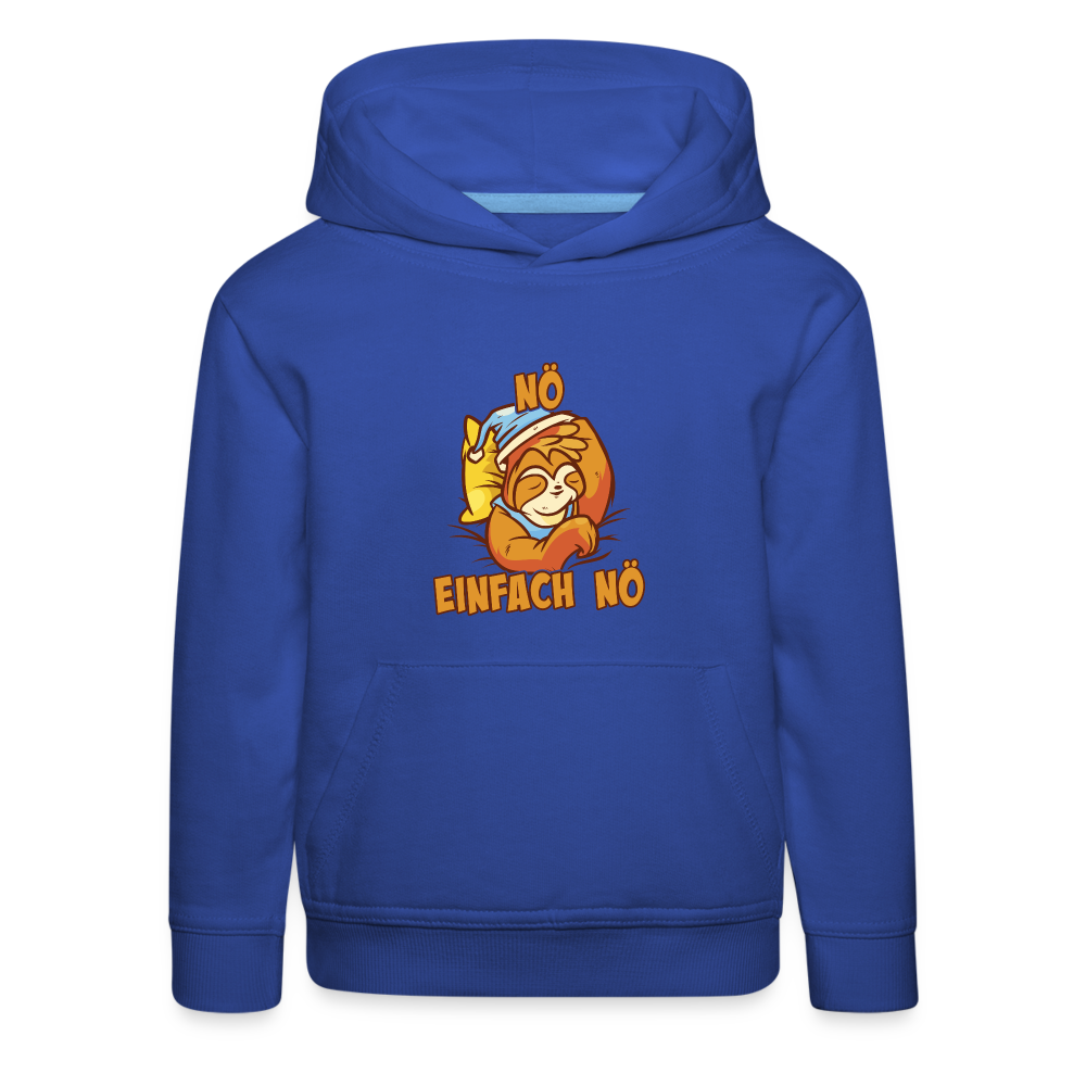 Faultier Nö einfach nö Kinder Premium Hoodie - Royalblau