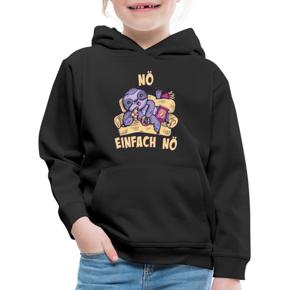 Faultier Pizza Nö einfach nö Kinder Premium Hoodie - Schwarz