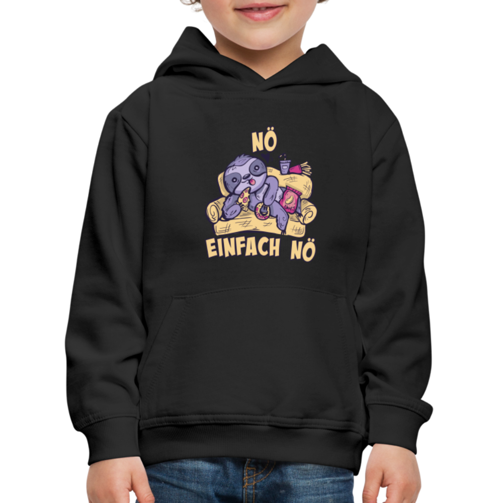 Faultier Pizza Nö einfach nö Kinder Premium Hoodie - Schwarz