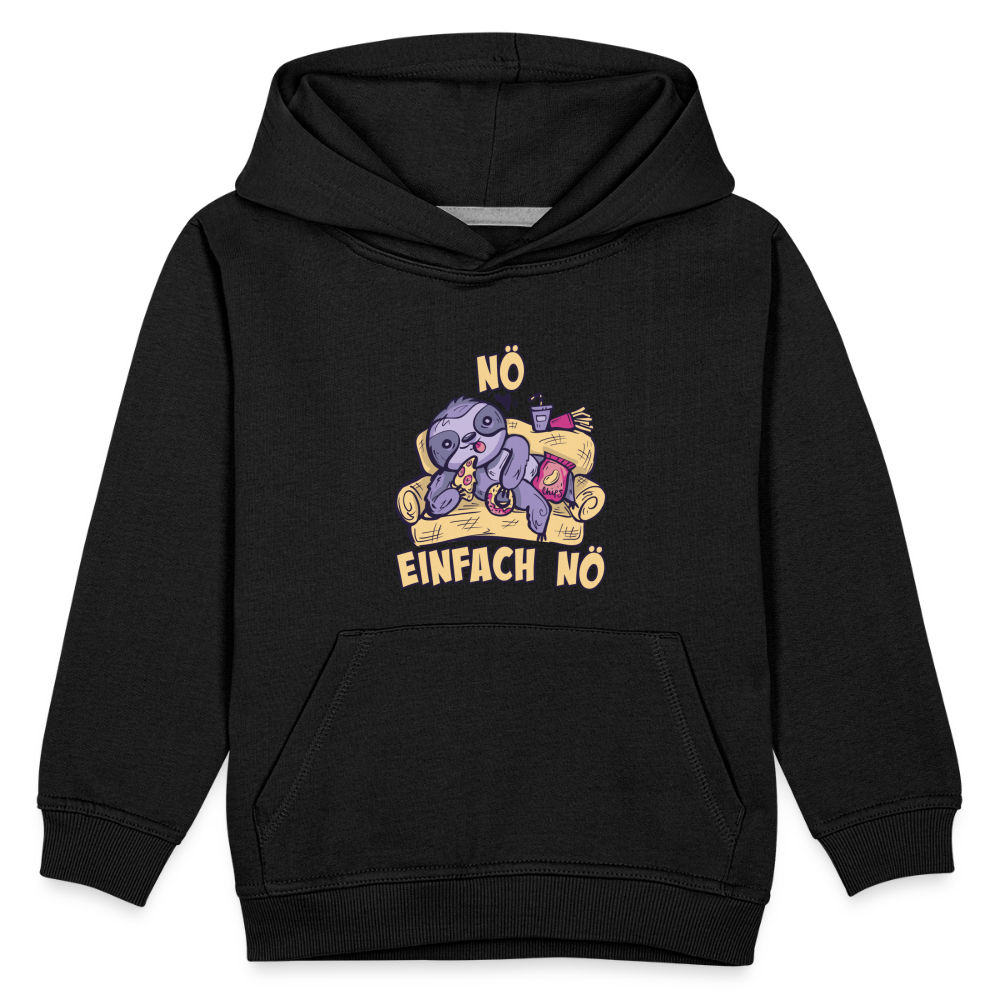 Faultier Pizza Nö einfach nö Kinder Premium Hoodie - Schwarz