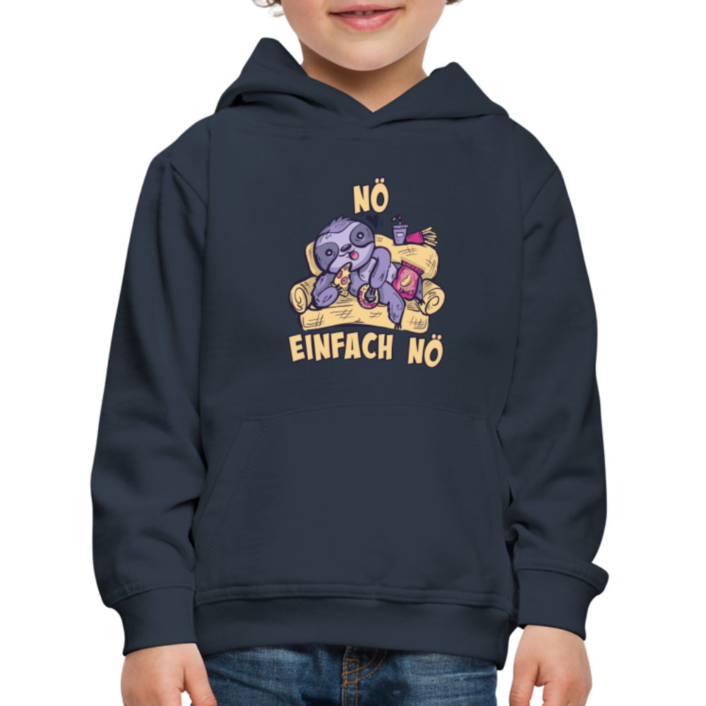 Faultier Pizza Nö einfach nö Kinder Premium Hoodie - Navy