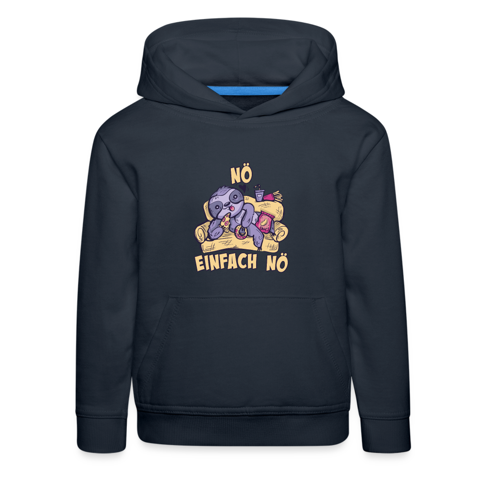 Faultier Pizza Nö einfach nö Kinder Premium Hoodie - Navy